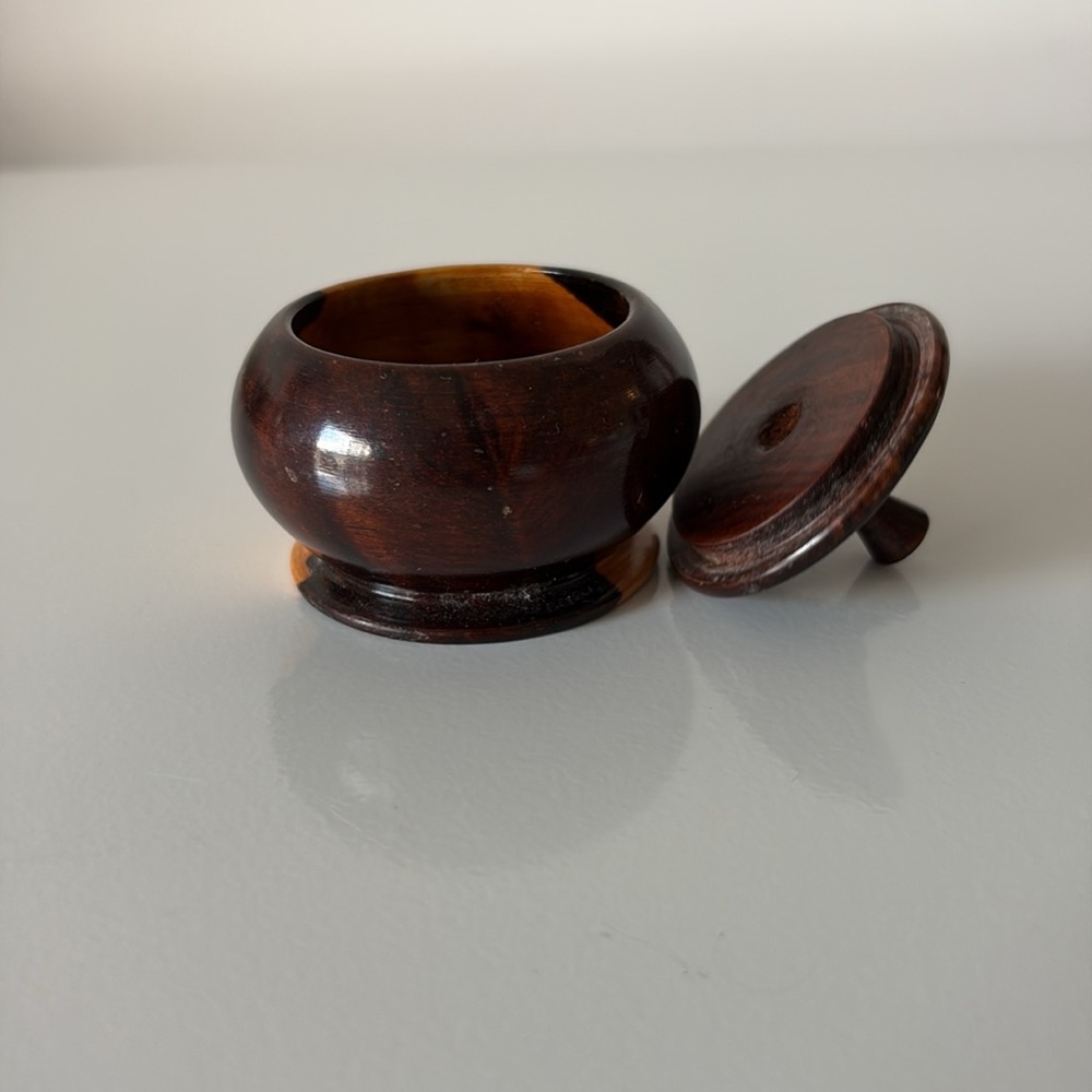 SOLD • Small Hand Turned Wooden Bowl with Lid 1.5” Tall - Picture 5 of 10